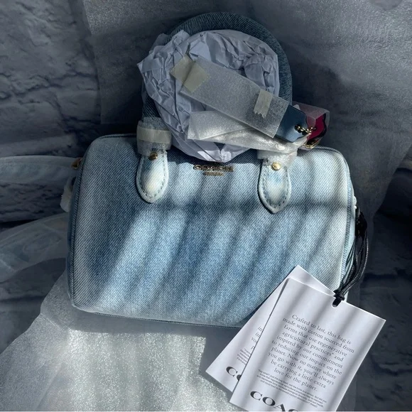 NWT Coach Mini Rowan Loved Denim Satchel Bag - Picture 7 of 9